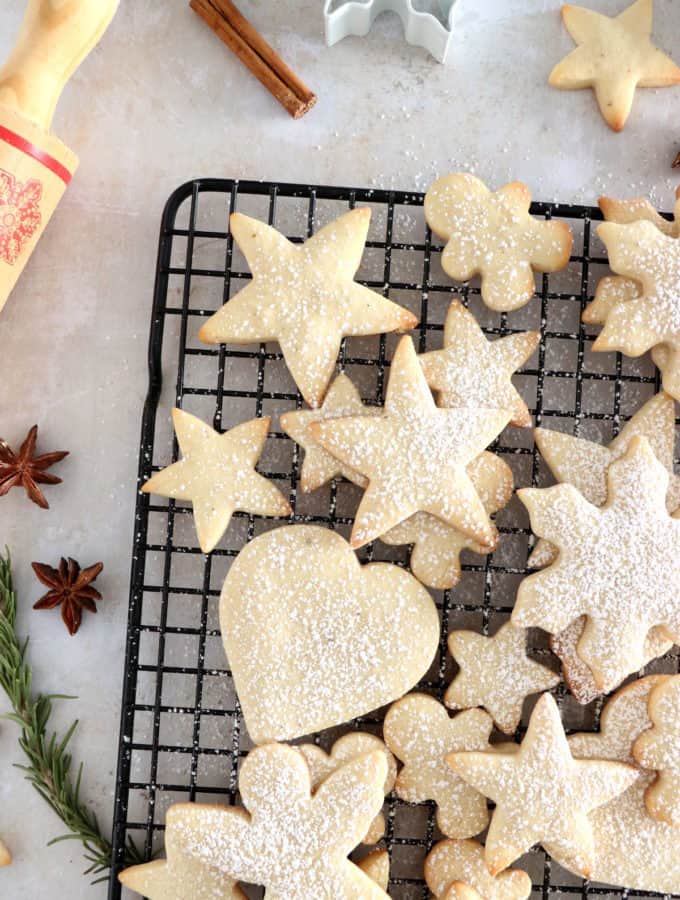 These cut out sugar cookies are easy to make and come out perfect every time. They are generous, crispy, with thick and soft center.
