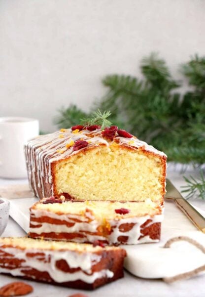 This easy orange cranberry pound cake is rich, buttery, subtly flavored with orange and loaded with dried cranberries.