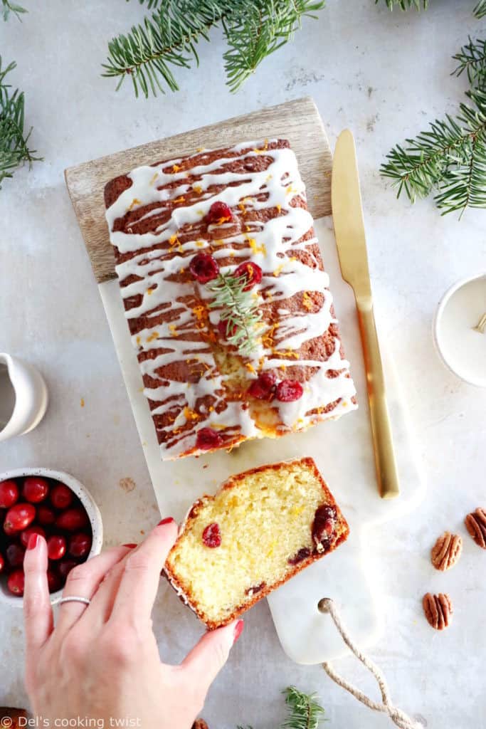 This easy orange cranberry pound cake is rich, buttery, subtly flavored with orange and loaded with dried cranberries.