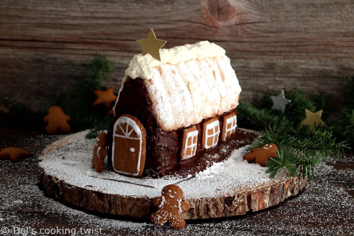 Tiramisu gingerbread house cake features a simple tiramisu in the shape of a house decorated with gingerbread. The perfect Christmas dessert!