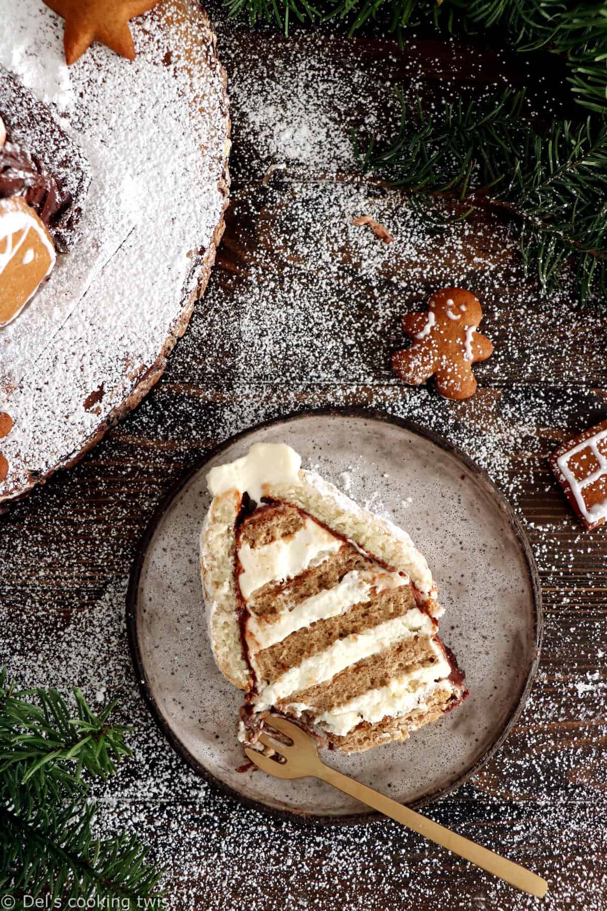 Tiramisu gingerbread house cake features a simple tiramisu in the shape of a house decorated with gingerbread. The perfect Christmas dessert!