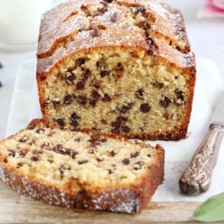 Halfway between a pound cake and a cookie dough, this chocolate chip pound cake is rich, buttery and tasty.