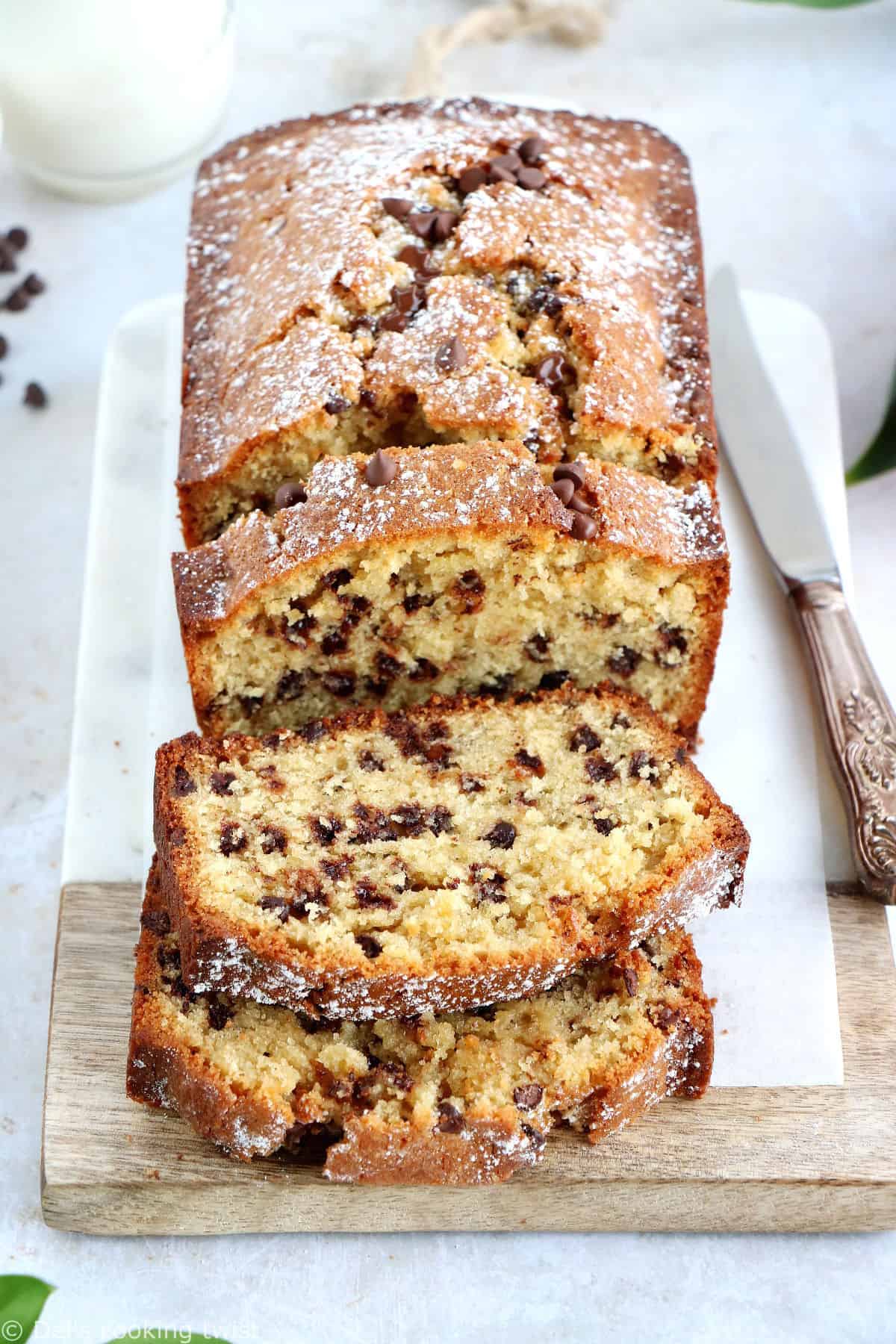 Halfway between a pound cake and a cookie dough, this chocolate chip pound cake is rich, buttery and tasty.