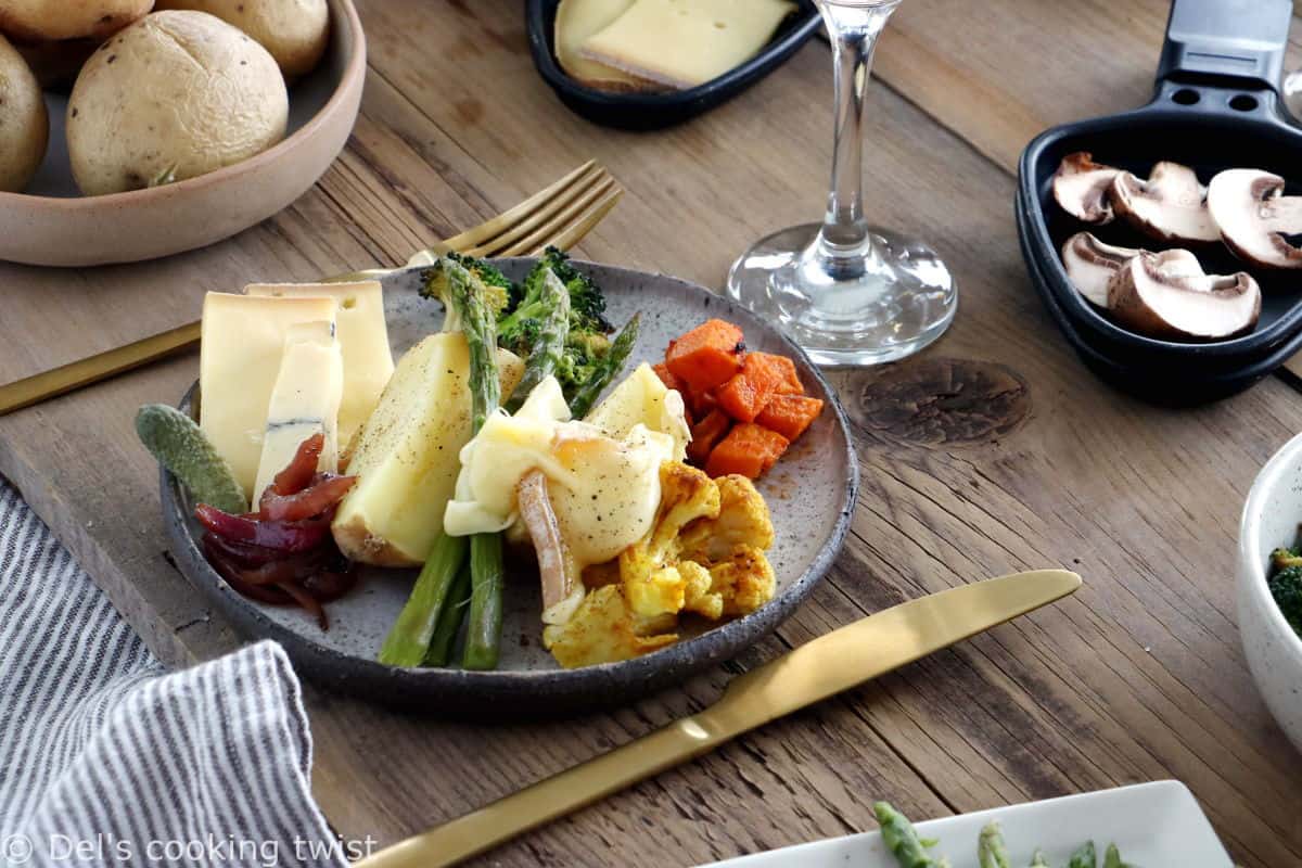 Learn how to host a vegetarian raclette dinner party at home, with veggie suggestions and how to prepare them, playing with spices and other add-ons to make it a feast!