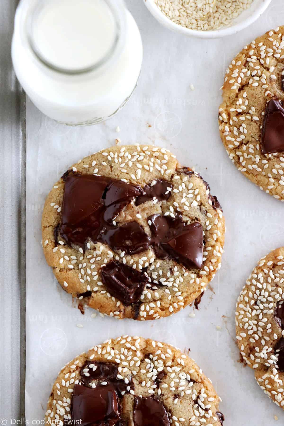 These brown butter miso chocolate chip cookies are loaded with umami flavors. Both sweet and savory, they are oozing with dark chocolate.