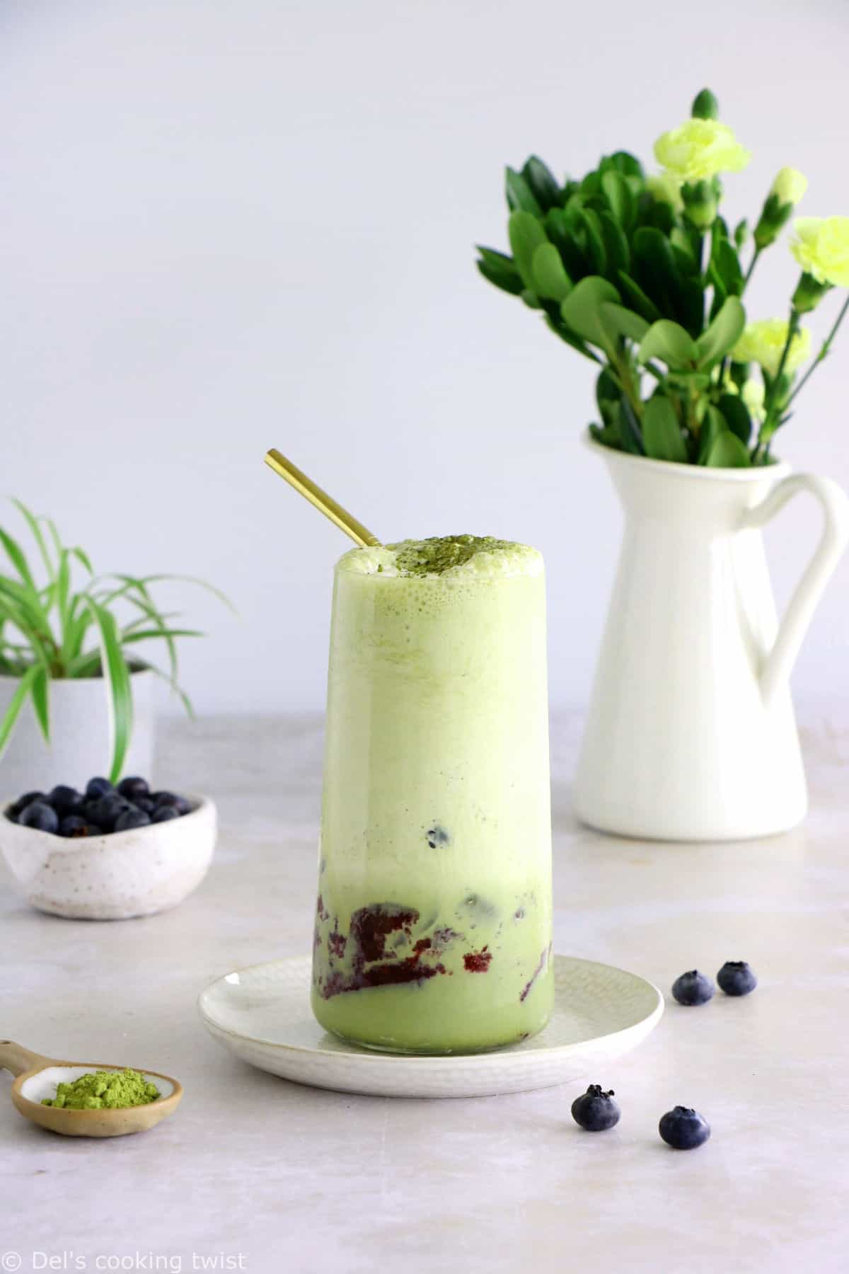 Matcha Frappuccino with a Blueberry Swirl - Del's cooking twist