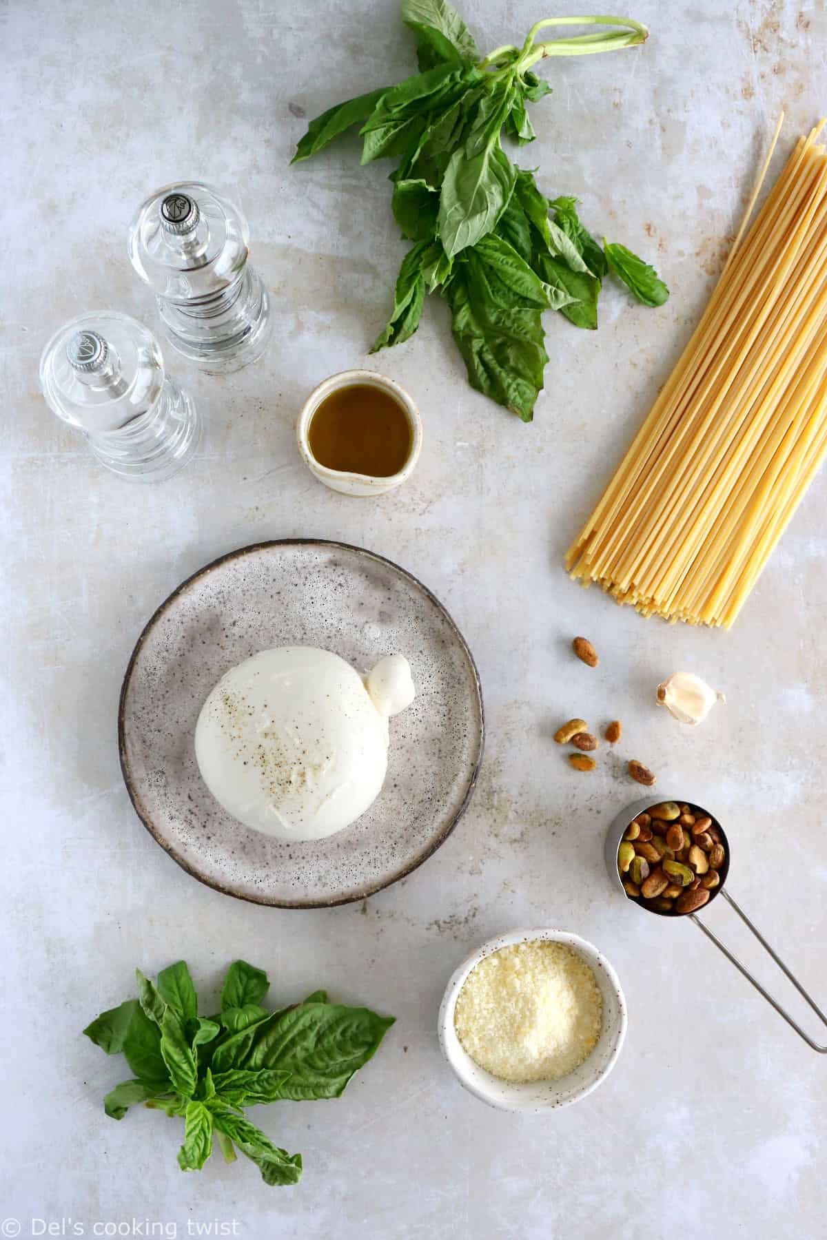 These pistachio pesto pasta with burrata cheese make a simple yet audacious weeknight meal.