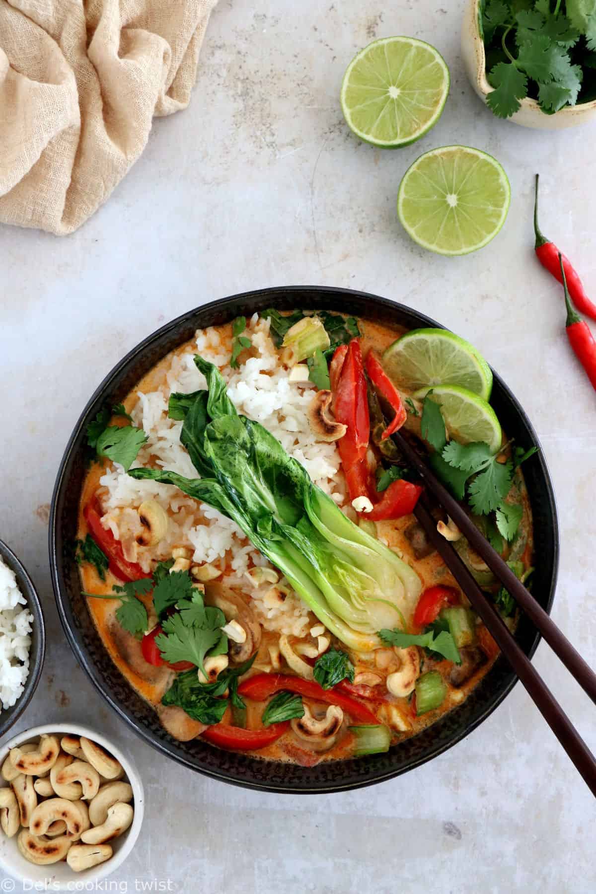This vegan Thai red curry with bok choy is an easy vegetable red curry recipe, ready in 30 minutes and seriously better than takeout.