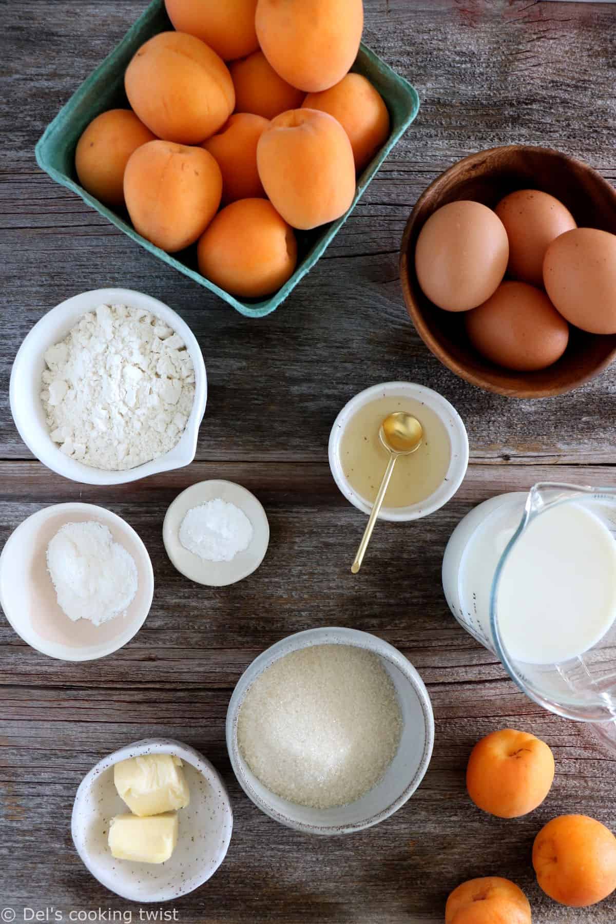 Apricot clafoutis is a timeless French dessert, consisting of a simple creamy custard base filled with fresh apricots.