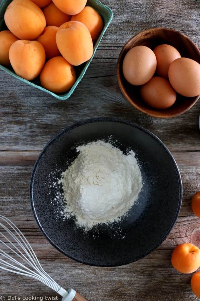 Apricot clafoutis is a timeless French dessert, consisting of a simple creamy custard base filled with fresh apricots.