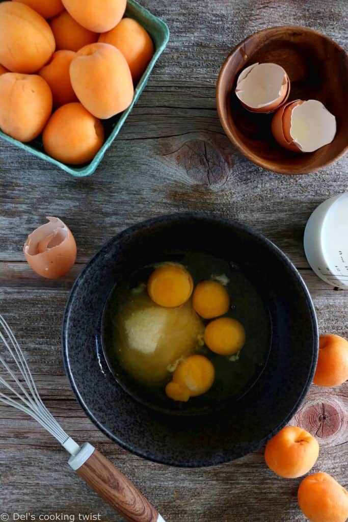 Apricot clafoutis is a timeless French dessert, consisting of a simple creamy custard base filled with fresh apricots.