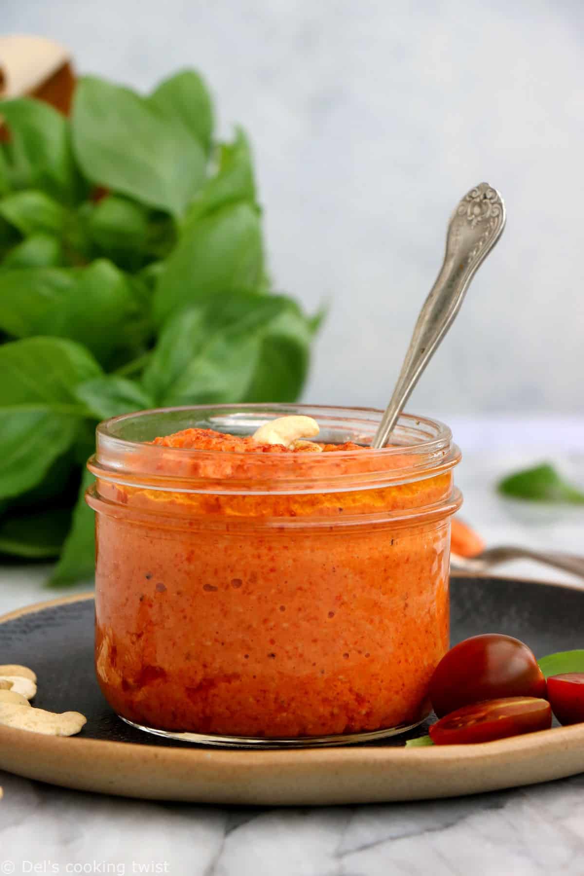 This rich and creamy cashew romesco sauce is nutty, smoky, and adds burst of flavors to any dish.