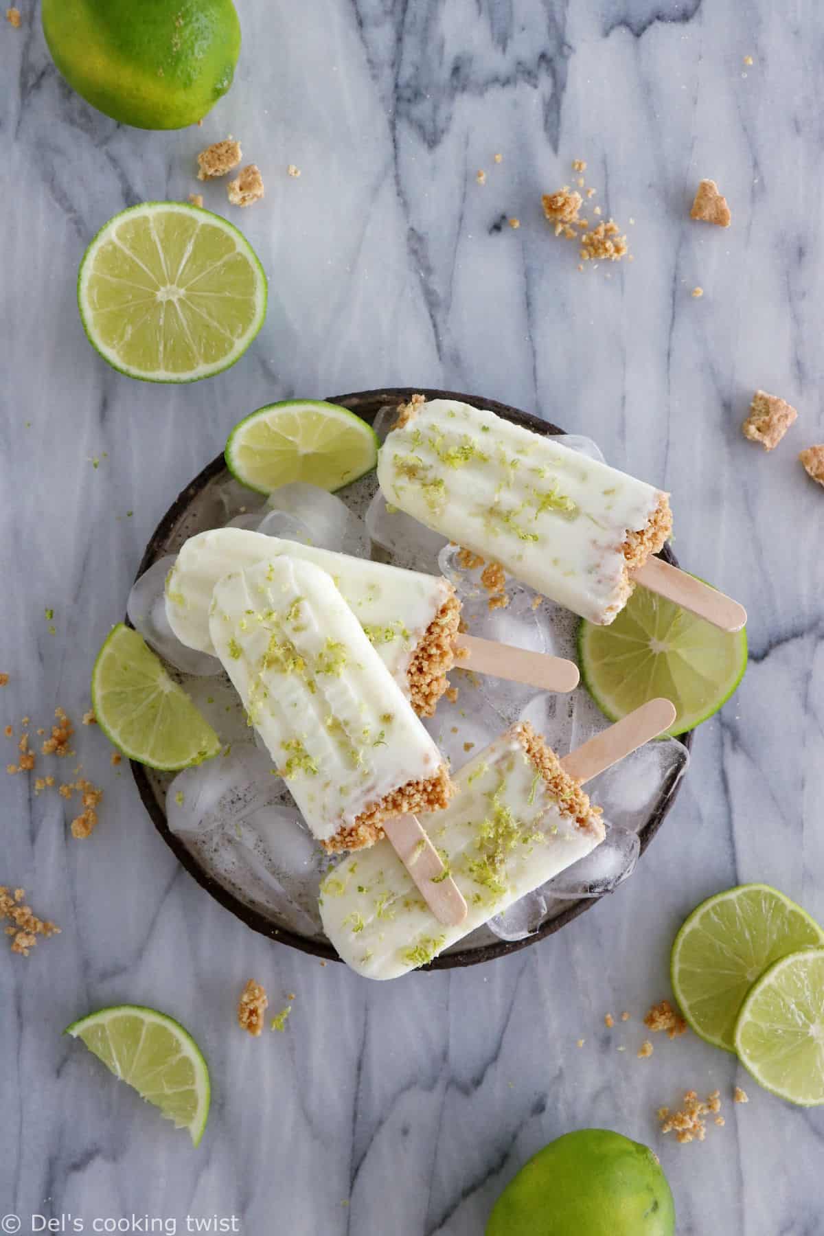 These key lime pie popsicles make the best refreshing summer treat. Quick and super easy to make with 3 main ingredients, they are lightly sweetened and also available in a gluten-free version.