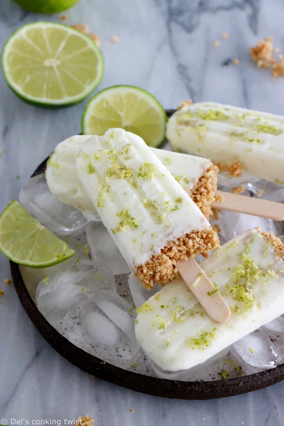 These key lime pie popsicles make the best refreshing summer treat. Quick and super easy to make with 3 main ingredients, they are lightly sweetened and also available in a gluten-free version.