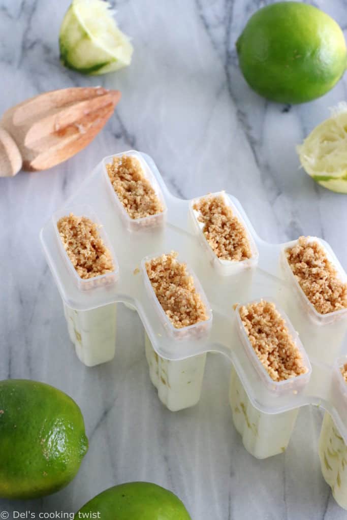 These key lime pie popsicles make the best refreshing summer treat. Quick and super easy to make with 3 main ingredients, they are lightly sweetened and also available in a gluten-free version.