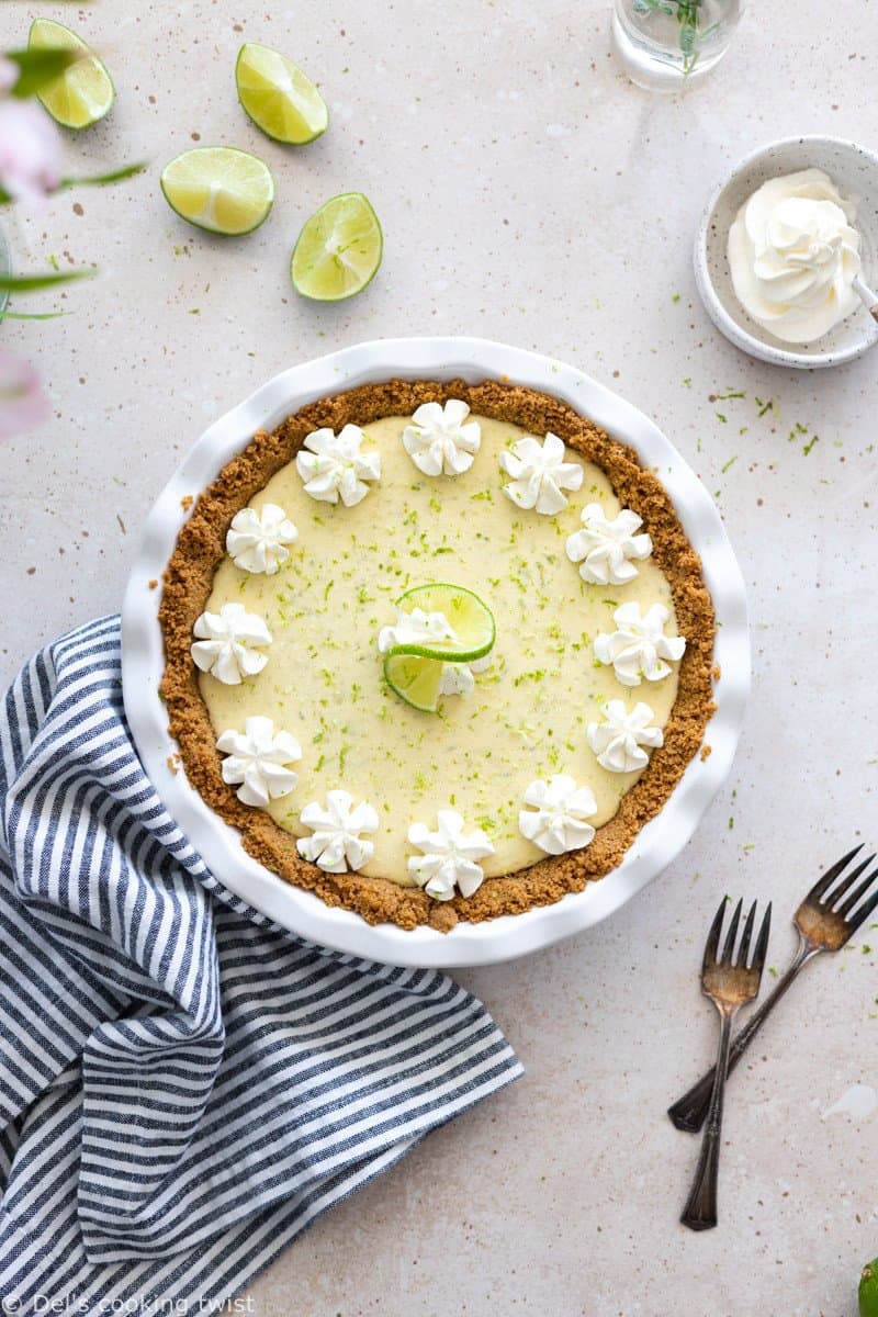 With its sweet and tart flavors, this key lime pie will tickle your taste buds! Easy to make, with just a handful of ingredients, this refreshing summer dessert features a simple graham cracker crust topped with a smooth and creamy key lime filling.