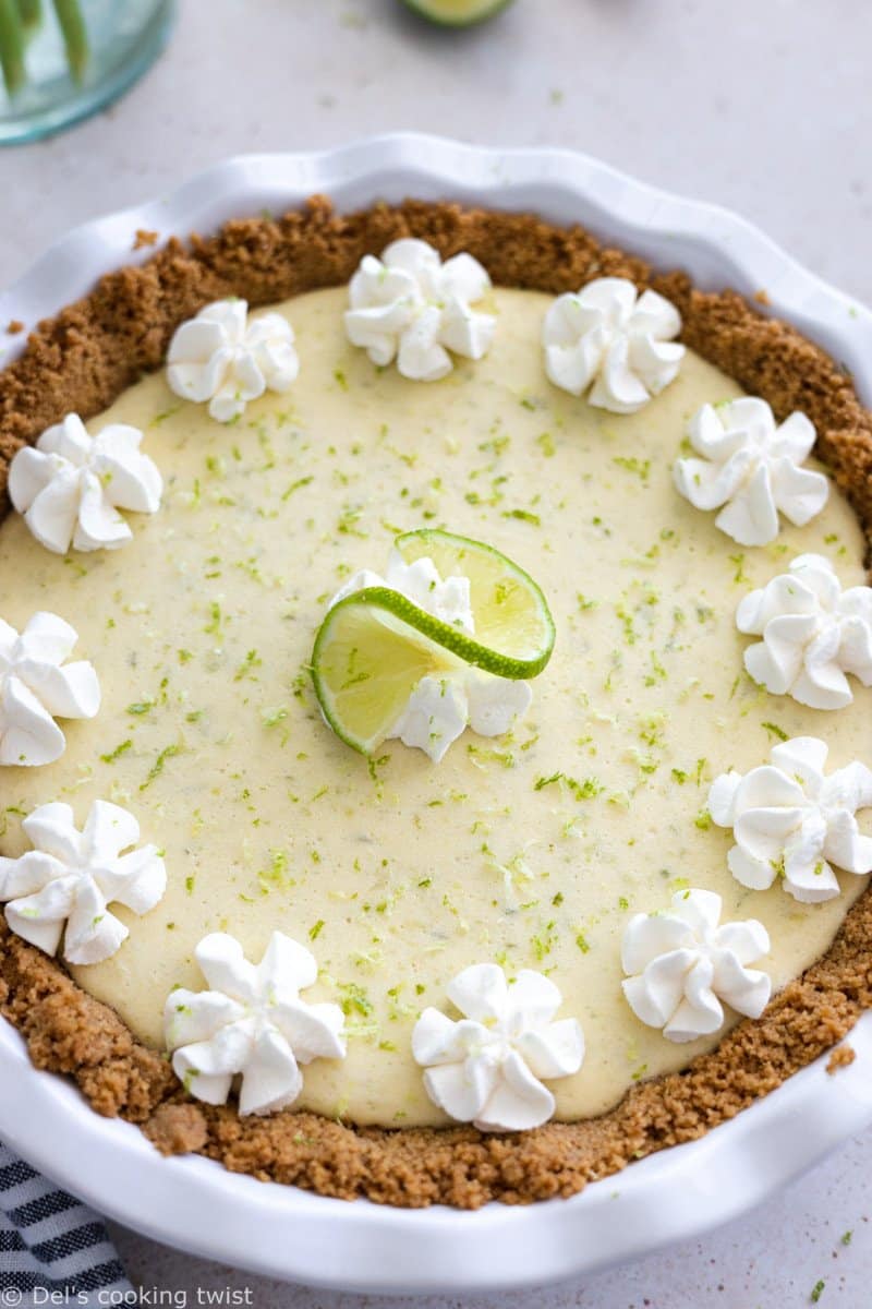 With its sweet and tart flavors, this key lime pie will tickle your taste buds! Easy to make, with just a handful of ingredients, this refreshing summer dessert features a simple graham cracker crust topped with a smooth and creamy key lime filling.