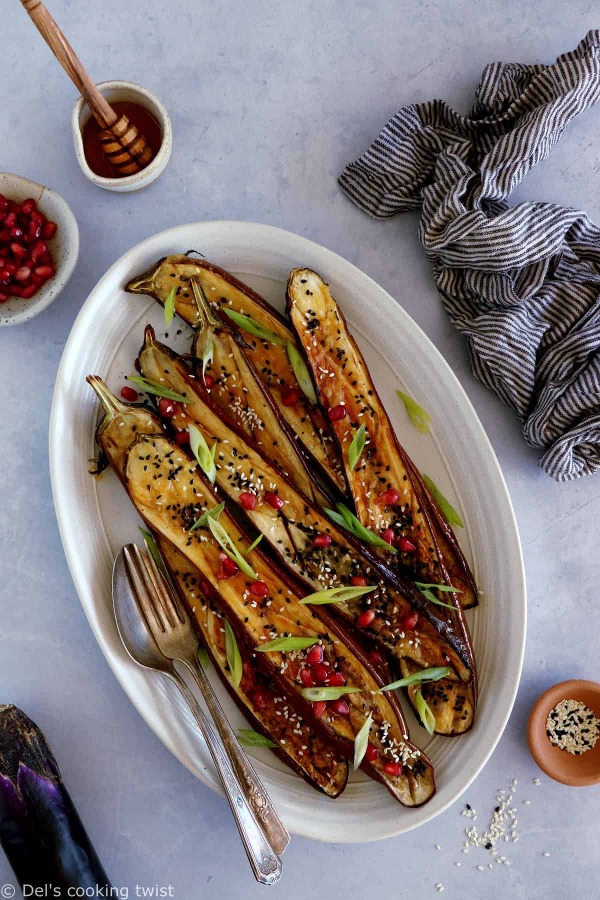 Miso-glazed Japanese eggplant (Nasu Dengaku) is a traditional Japanese side dish, loaded with umami flavors. Ready within 30 minutes, this easy recipe yields some delicious tender eggplant slices, caramelized with a sweet and salty miso glaze.