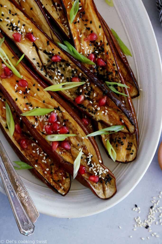 Miso-glazed Japanese eggplant (Nasu Dengaku) is a traditional Japanese side dish, loaded with umami flavors. Ready within 30 minutes, this easy recipe yields some delicious tender eggplant slices, caramelized with a sweet and salty miso glaze.