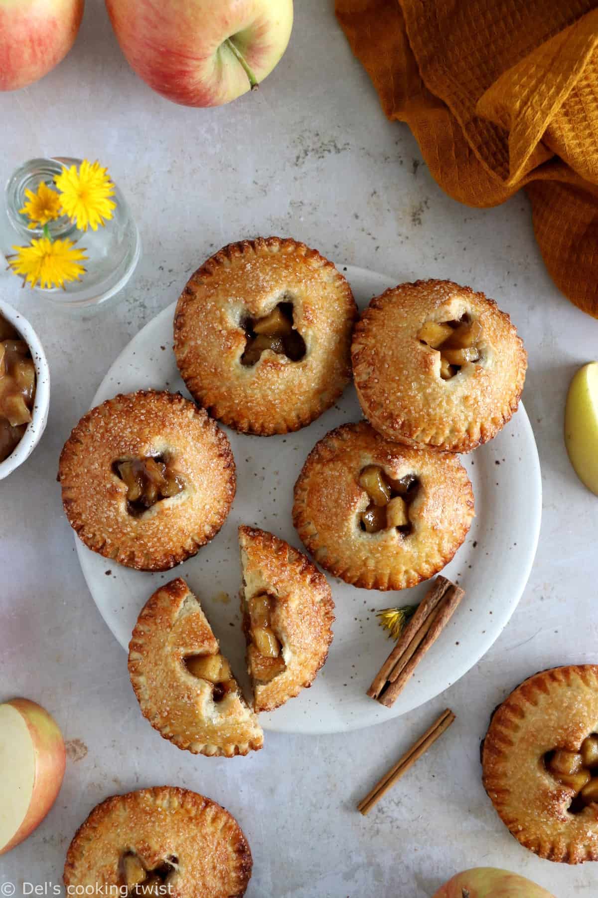 Apple hand pies are like apple pie in individual portions. They feature a sweet apple cinnamon filling inside an irresistible flaky crust.