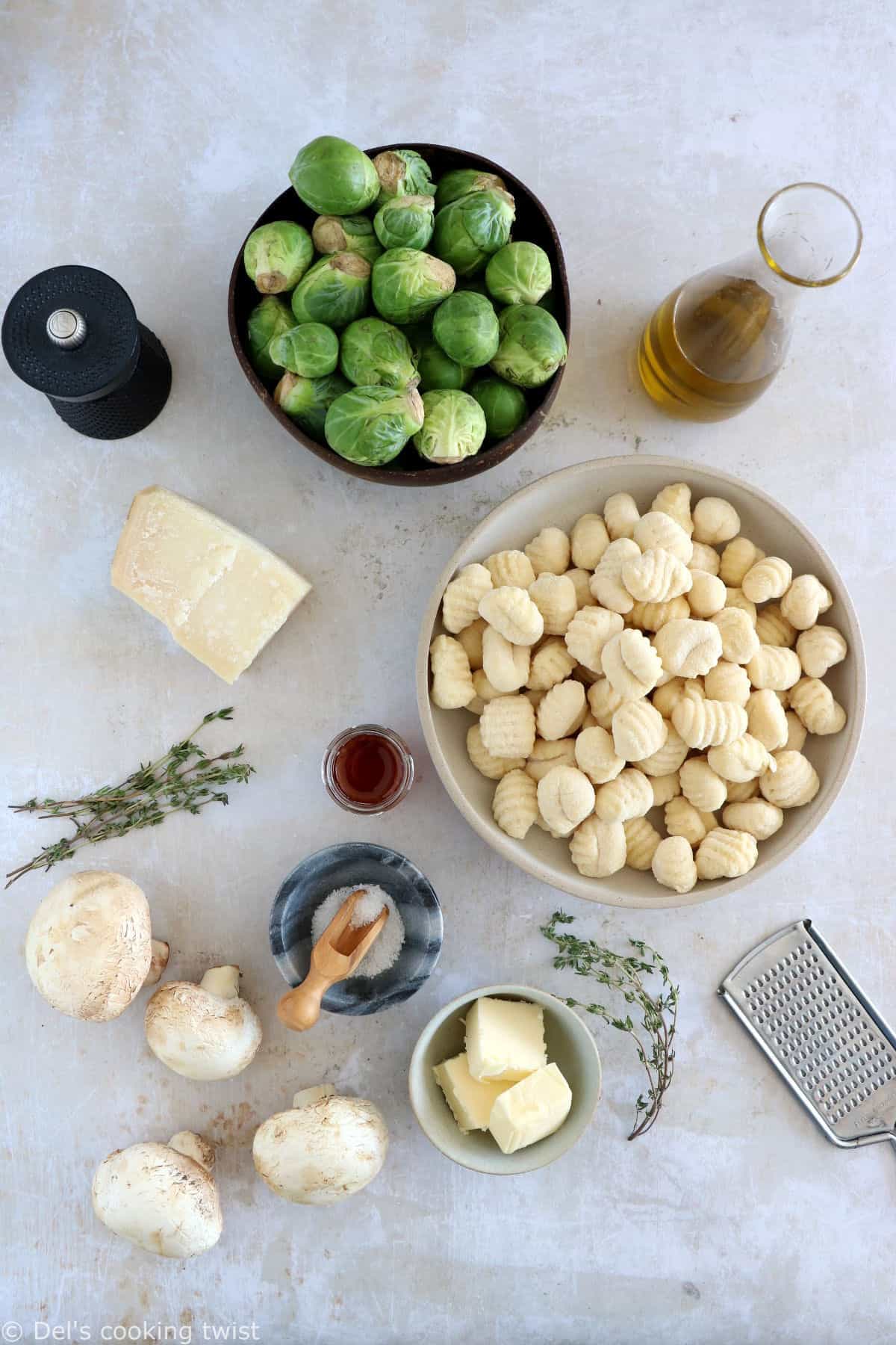 Mushrooms and Brussels sprouts gnocchi feature some crispy maple roasted Brussels sprouts, combined with garlic brown butter pan-fried gnocchi.