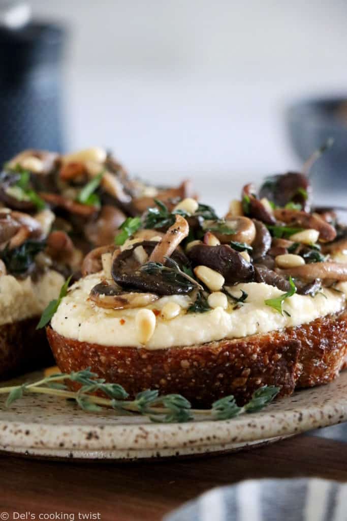 Fall Musroom Toast Garlic Mushroom Toast with Hummus - Del's cooking twist