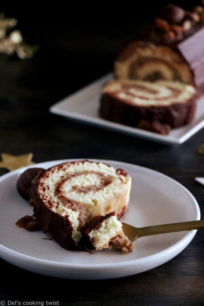 Chocolate and chestnut yule log is a traditional French Christmas dessert. Rustic and elegant, this chestnut yule log is also very festive.