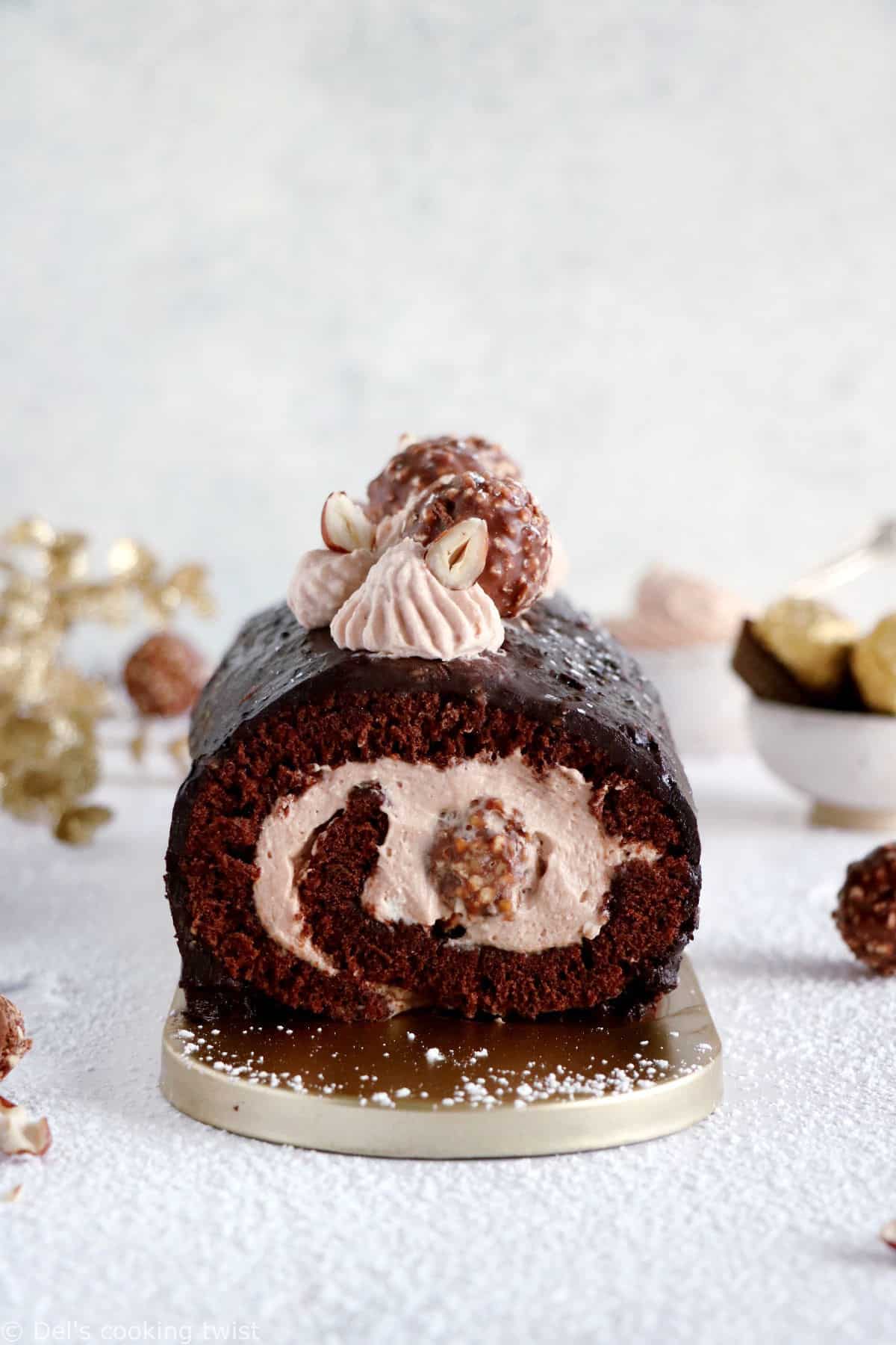 Ferrero Rocher Cake Roll - Del's cooking twist