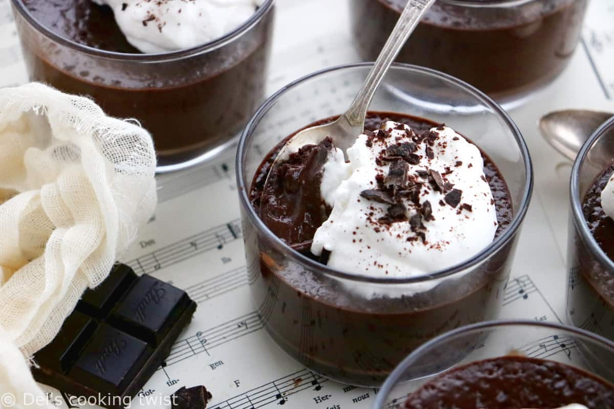 Chocolate pots de crème are rich and creamy French chocolate custards with intense chocolate flavors.