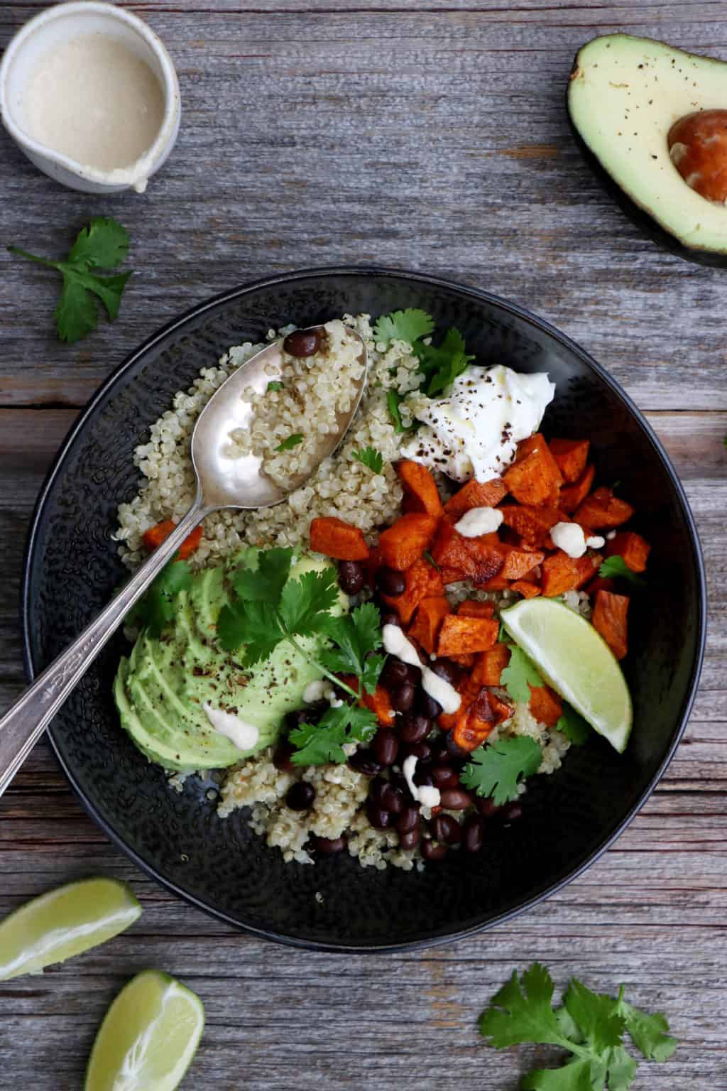 Sweet Potato Black Bean Quinoa Bowl Del's cooking twist