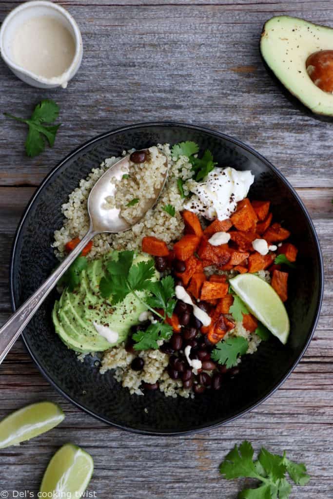 Sweet Potato Black Bean Quinoa Bowl - Del's cooking twist
