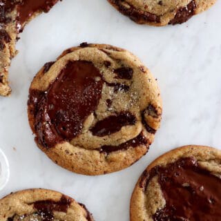 Espresso brown butter chocolate chunk cookies are buttery, chewy and slightly crispy, oozing with chocolate and intense espresso flavors.