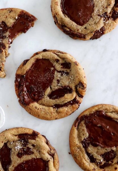 Espresso brown butter chocolate chunk cookies are buttery, chewy and slightly crispy, oozing with chocolate and intense espresso flavors.