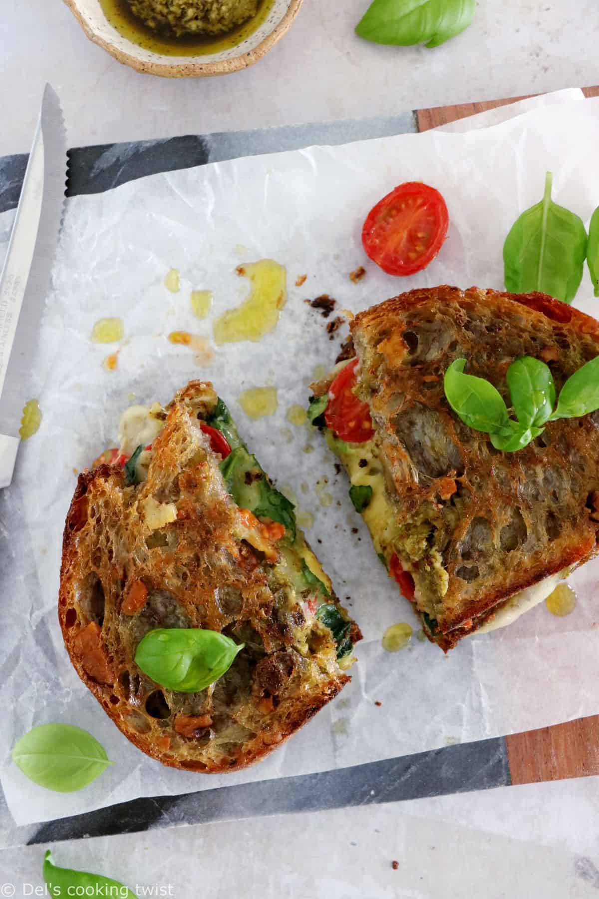 Mediterranean avocado gilled cheese is a quick warm sandwich on the go you can make anytime of the year.