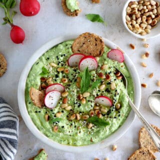 Green pea ricotta dip with mint is a simple and healthy dip, packed with refreshing flavors. Ready within minutes, it's the perfect appetizer for summer parties!