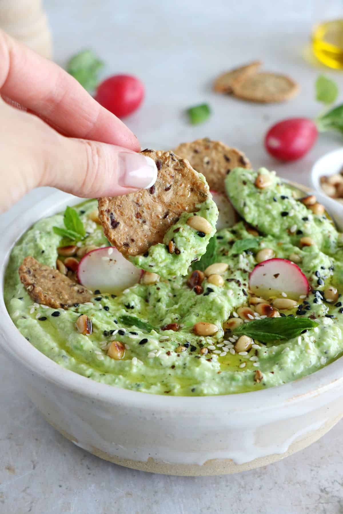 Green Pea Ricotta Dip with Mint Del's cooking twist