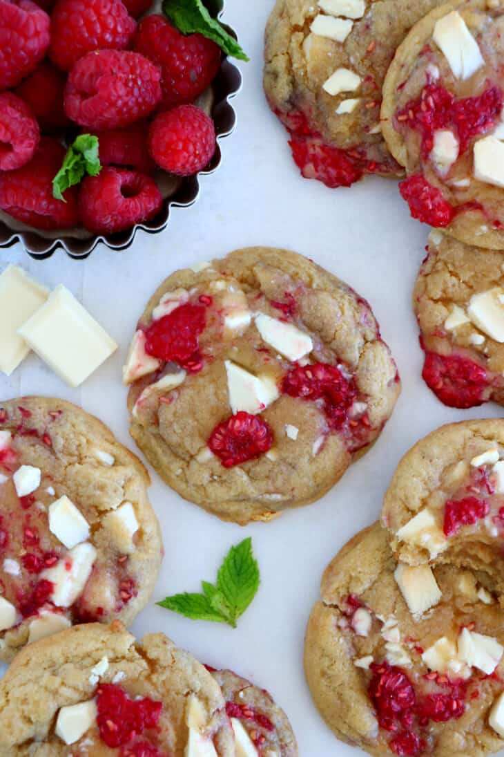 White chocolate raspberry cookies are soft, chewy, and ultra delicious. Sweet and deliciously tart, they're also very pretty, yet super easy to make.