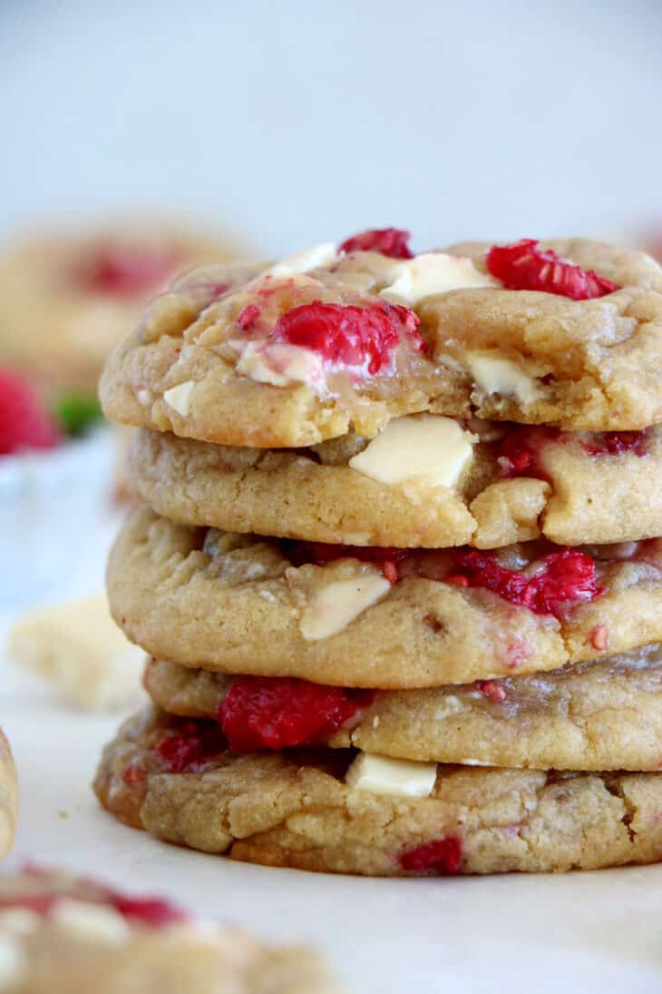 White chocolate raspberry cookies are soft, chewy, and ultra delicious. Sweet and deliciously tart, they're also very pretty, yet super easy to make.