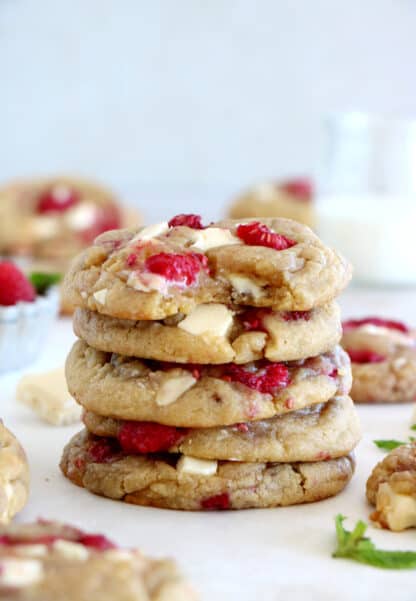 White chocolate raspberry cookies are soft, chewy, and ultra delicious. Sweet and deliciously tart, they're also very pretty, yet super easy to make.