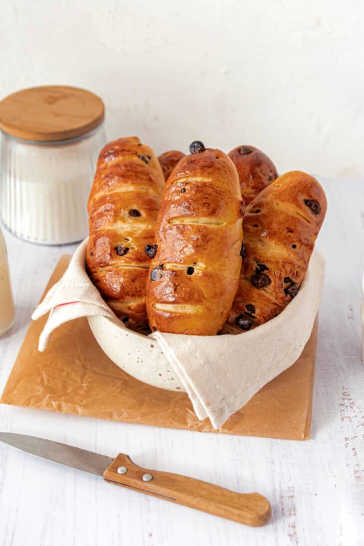 Chocolate chip vienna baguettes (also called "pains viennois", or "viennoises aux pépites de chocolat") are an easy French breakfast treat.