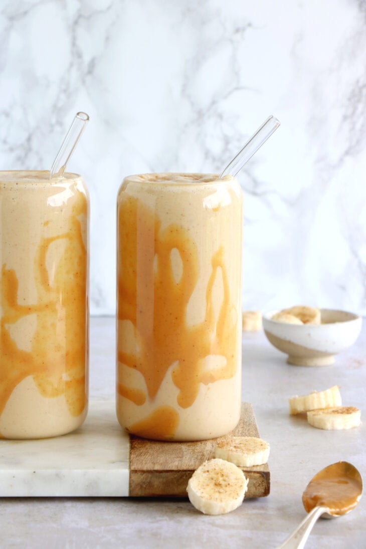 This extra delicious peanut butter banana smoothie is rich, creamy, and tastes like dessert. Filling and nutrient-rich, it makes a great healthy breakfast or snack for busy days.