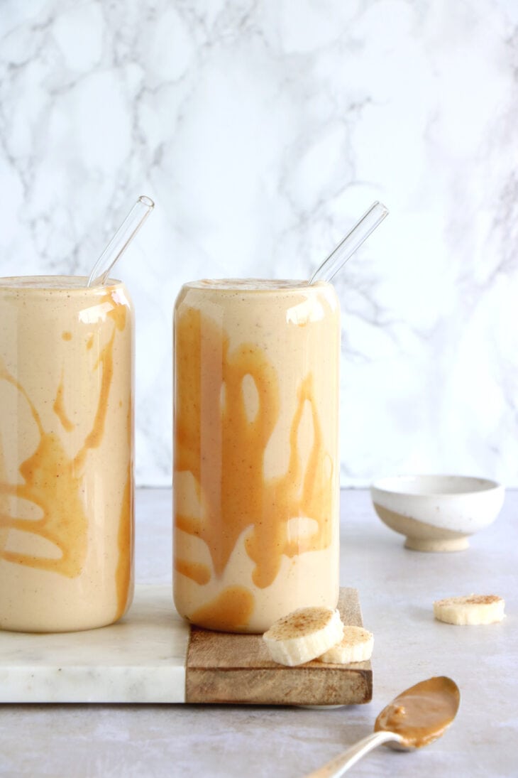 This extra delicious peanut butter banana smoothie is rich, creamy, and tastes like dessert. Filling and nutrient-rich, it makes a great healthy breakfast or snack for busy days.