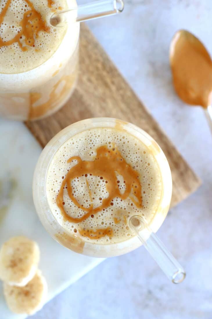 This extra delicious peanut butter banana smoothie is rich, creamy, and tastes like dessert. Filling and nutrient-rich, it makes a great healthy breakfast or snack for busy days.