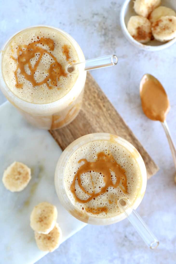 This extra delicious peanut butter banana smoothie is rich, creamy, and tastes like dessert. Filling and nutrient-rich, it makes a great healthy breakfast or snack for busy days.