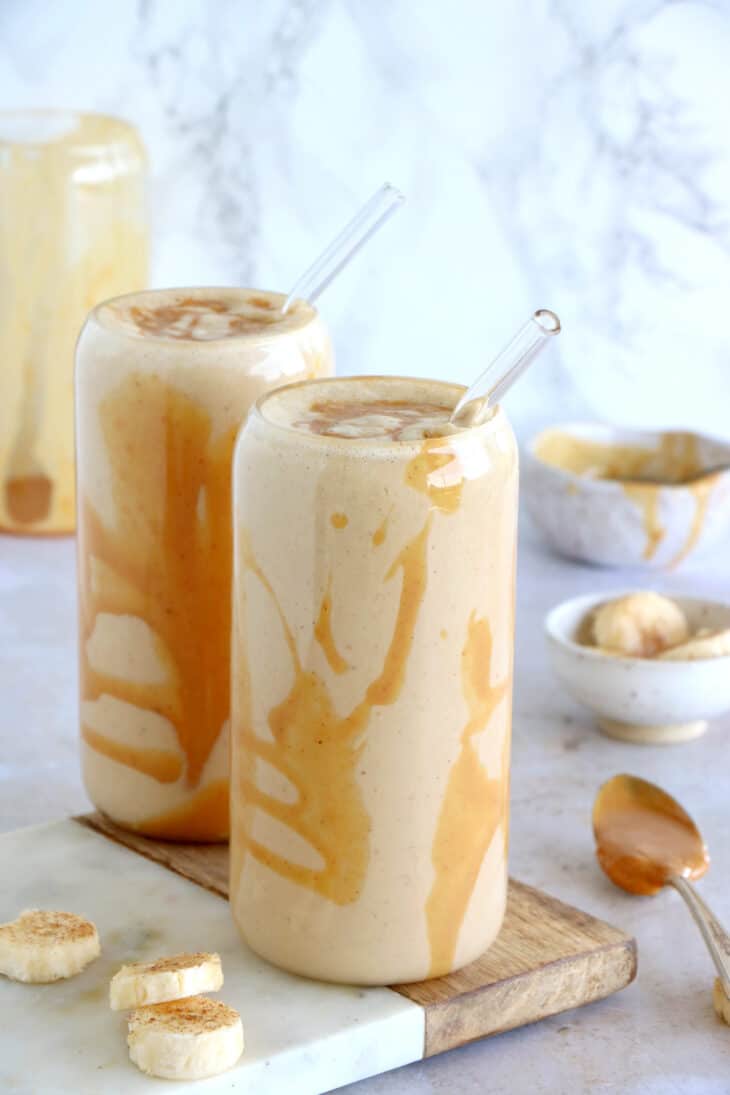 This extra delicious peanut butter banana smoothie is rich, creamy, and tastes like dessert. Filling and nutrient-rich, it makes a great healthy breakfast or snack for busy days.