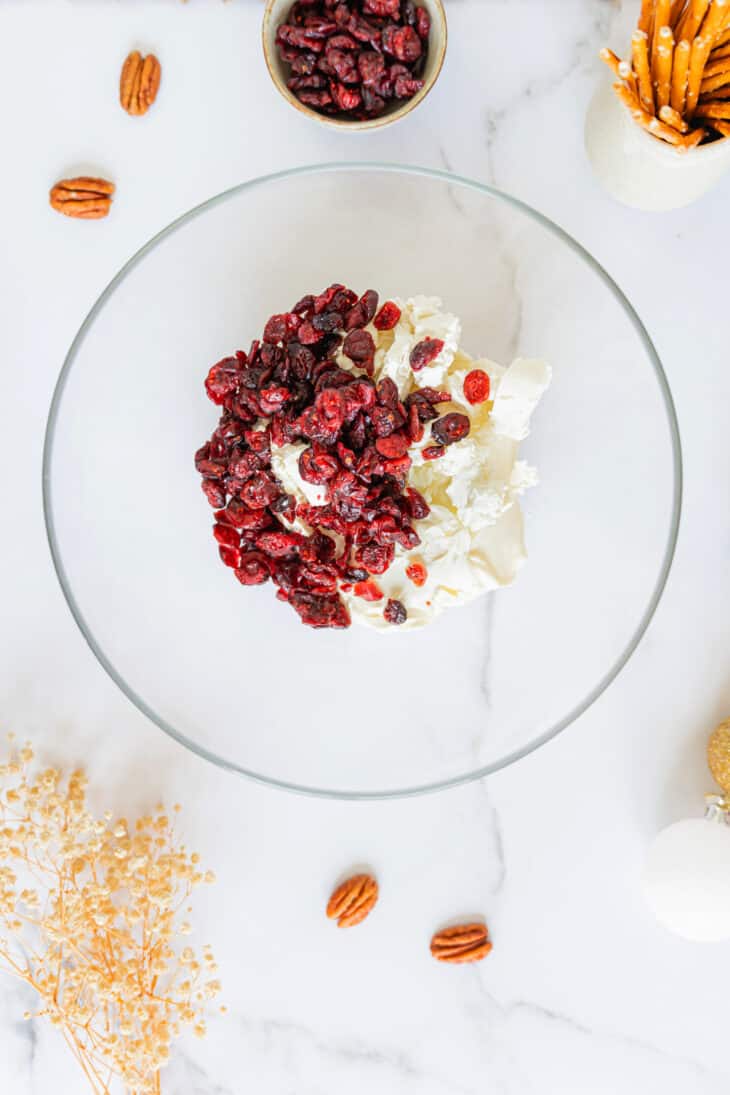 These festive cranberry pecan cheese balls are the perfect bite-sized appetizer for any gathering party during the holiday season.