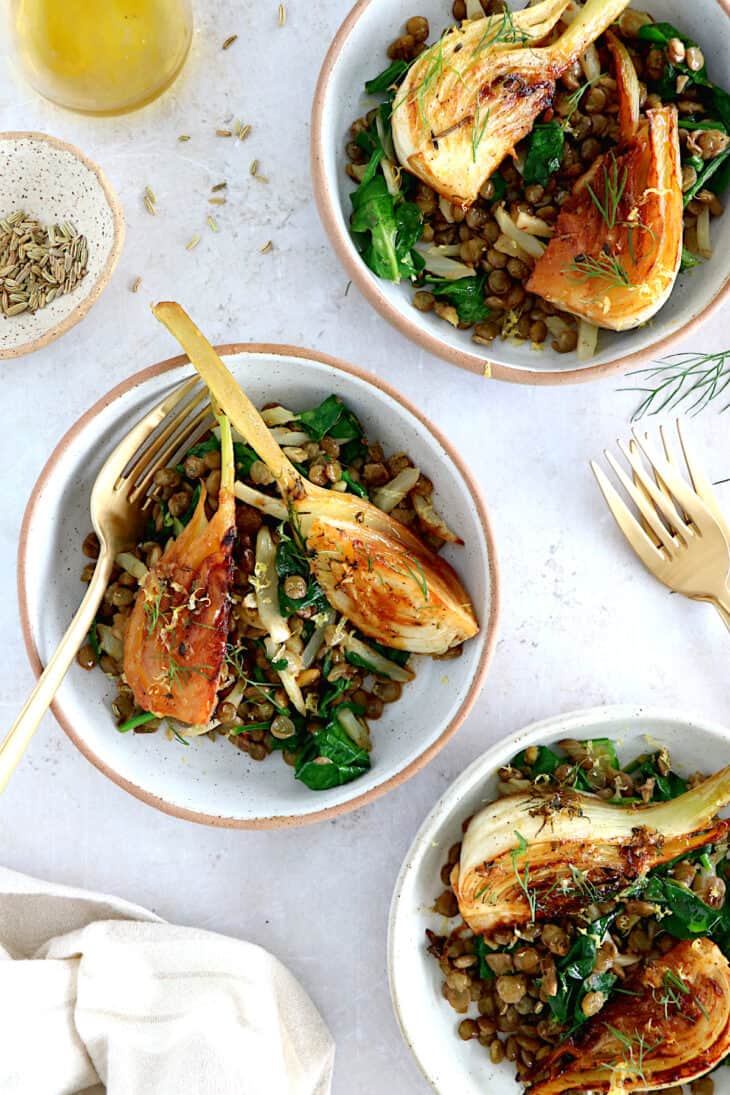 Braised fennel with Puys lentils is a simple vegan dish, healthy, elegant and subtle in flavors.