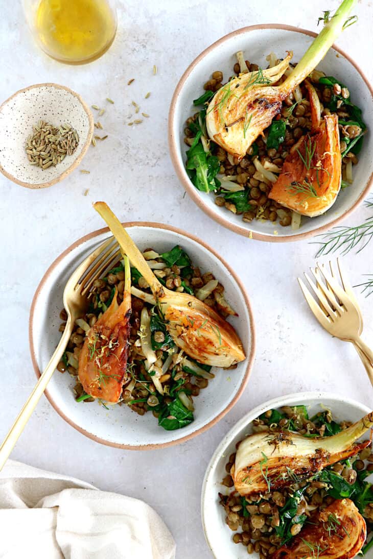 Braised fennel with Puys lentils is a simple vegan dish, healthy, elegant and subtle in flavors.