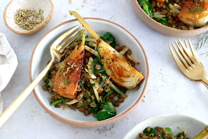 Braised fennel with Puys lentils is a simple vegan dish, healthy, elegant and subtle in flavors.