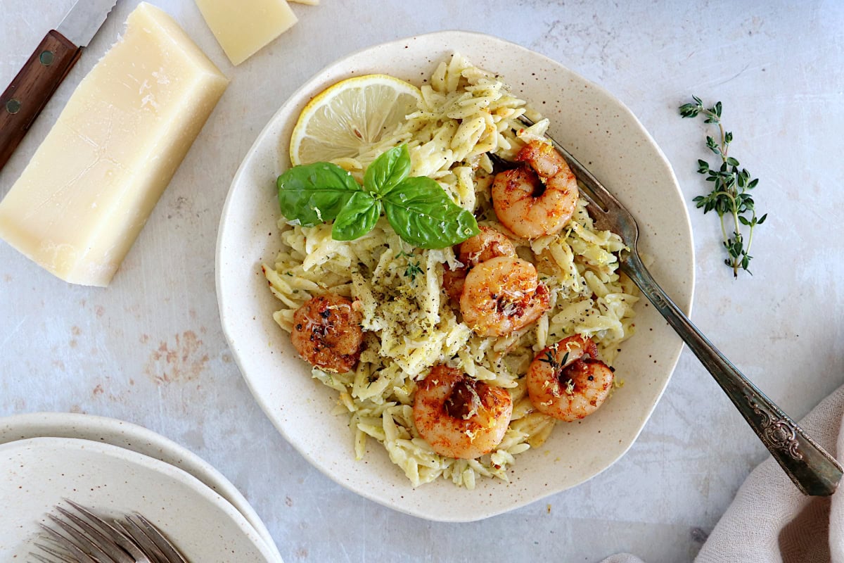 Creamy Shrimp Orzo Risotto - Del's cooking twist